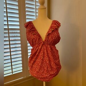 Pink Floral Ruffle Maternity One-Piece Swimsuit